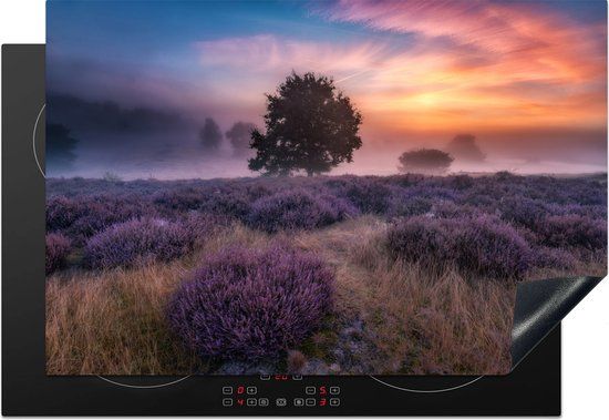 KitchenYeah® Inductie beschermer 77x51 cm - Bloemen - Lavendel - Lucht - Inductie kookplaat accessoire