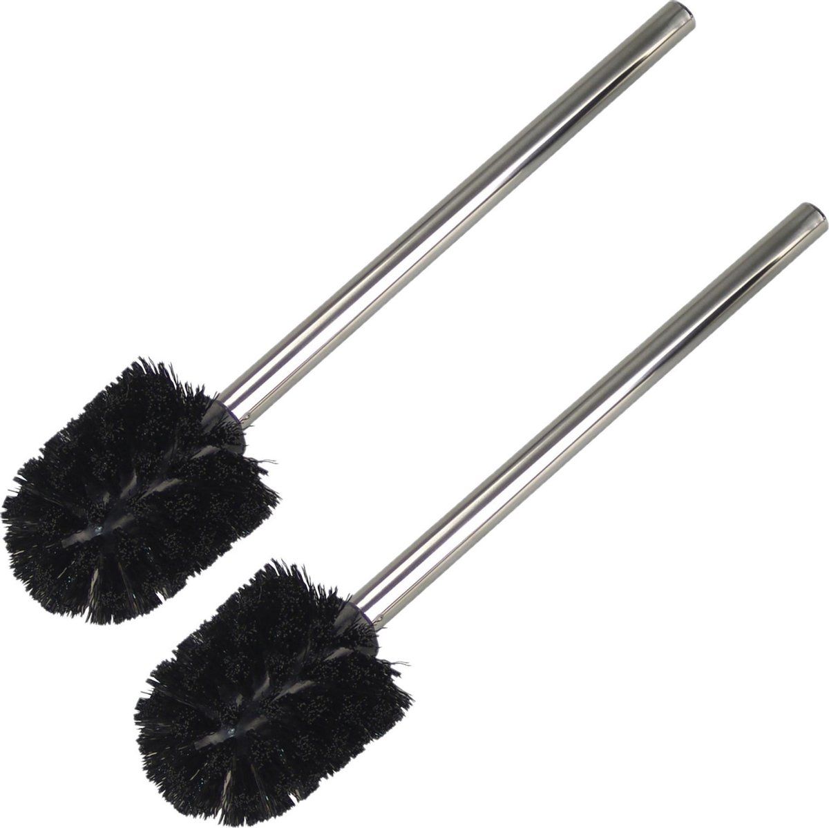 Brumag 2x wc-borstels/toiletborstels zwart 36 cm van RVS - Toiletgarnituur