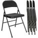 HOMCOM Set de 4 chaises pliantes pour salle à manger, portable, chaise pliante d'intérieur, avec coussin en lin et cadre en acier, 45 x 46 x 78 cm, noir