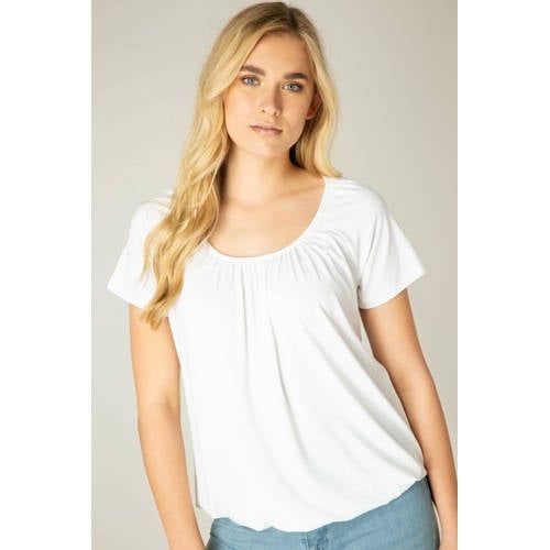 Basic T-shirt Yona with pleats - White