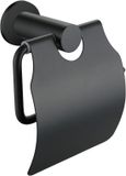 BES LED Toiletrolhouder met Klep - Leoni Rimbo - Rond - Mat Zwart