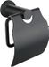 BES LED Toiletrolhouder met Klep - Leoni Rimbo - Rond - Mat Zwart