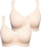 Ulla Popken Dames Microvezel-beha set van 2 zonder beugel voorgevormde cups Beige Maat 105B