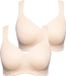 Ulla Popken Dames Microvezel-beha set van 2 zonder beugel voorgevormde cups Beige Maat 105B