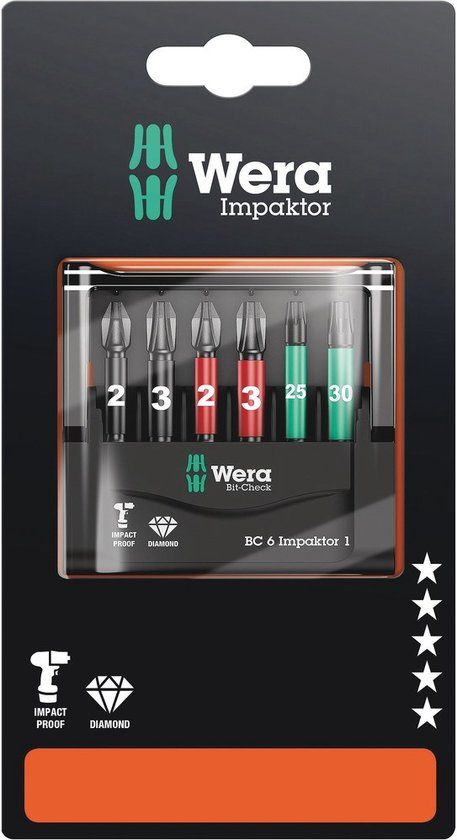 Wera Mini-Check IMP DC 50 mm Bitset - 6-delig