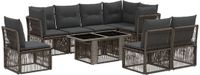 vidaXL Tuinbank - Set - 9 - st - Grijs - poly - rattan