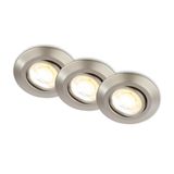 BRILONER - Set van 3 LED inbouwspots 230V Behuizing 50% gerecycled, Dimbaar, Draaibaar, Ra90, Kleurtemperatuurverandering, LED spot, vlak, Plafondspots, Inbouwspots, 90x24mm (DxH), Mat nikkel
