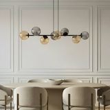 Lindby Hanglamp Isamer 8-lichts E14 Zwart Rookgrijs