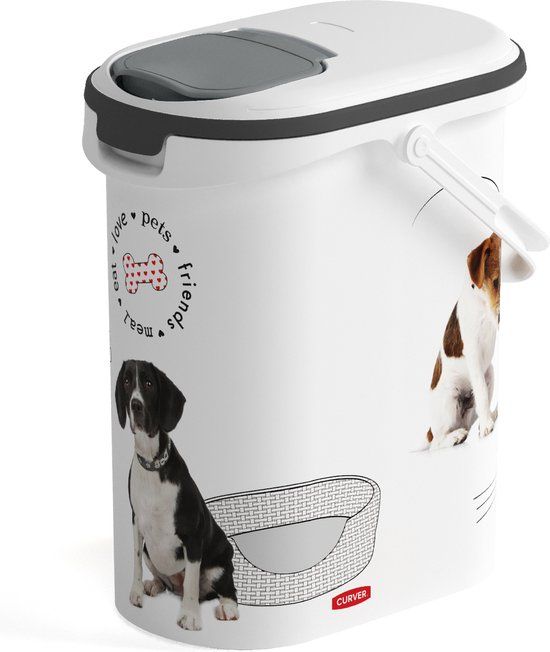 Curver Voedselcontainer Hond - 10L - 4KG - 30x19x35cm - Wit/Grijs