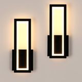 Comely Binnen LED Wandlamp, 2 Stuks 16W 1800LM Moderne Acryl Zwarte Wandlamp, LED Armaturen 3000K Warm Wit voor Slaapkamer, Woonkamer, Gang, Trap, 32CM