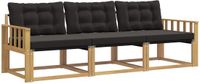 vidaXL - Acacia Hout Bank Loungeset - Wit en Zwart - 3 Zitplaatsen