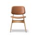Fredericia Furniture Søborg 3052 chaise entièrement rembourrée cuir Omni 307 cognac, pieds en chêne laqué