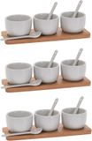 Koopman International 9x stuks amuse/tapas/saus schaaltjes 6 cm van porselein met serveerplankjes