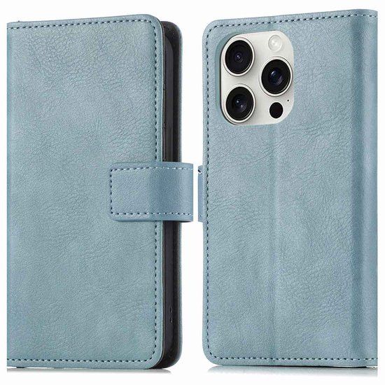 imoshion Hoesje - Geschikt voor Apple iPhone 16 Pro - Luxe Bookcase - Lichtblauw