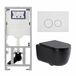 Geberit QeramiQ Dely Swirl Toiletset - 36.3x51.7cm - Geberit UP320 inbouwreservoir - met Burda frame - slim zitting - glans witte bedieningsplaat - ronde knoppen - mat zwart