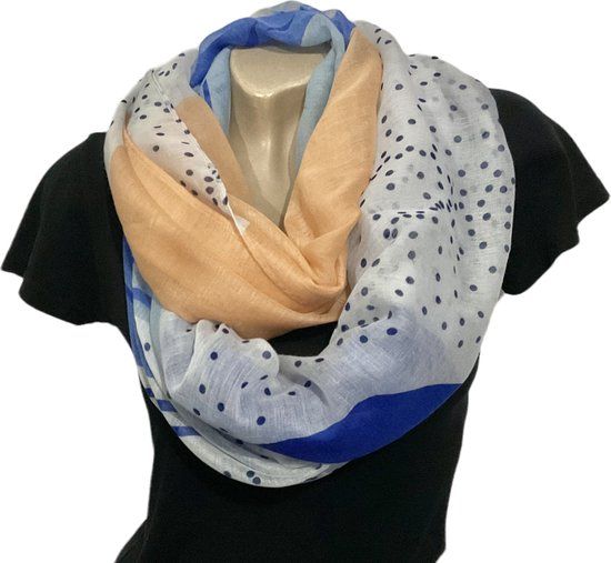 Colsjaal - Ronde Sjaal - Stippen Blauw - 90 x 65 cm