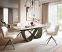 Table à manger Edge Boot 180-220x100 céramique Minas Melange blanc-beige Infinity métal finition effet titane extensible