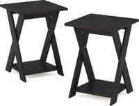 Furinno Bijzettafel met gekruiste poten en 2 niveaus, hout, espresso, 39,5 x 39,5 x 50,8 cm