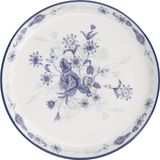 London Pottery Keramisch Blauw Roos Gebakbord met Amandel Ivoor Afgewerkt