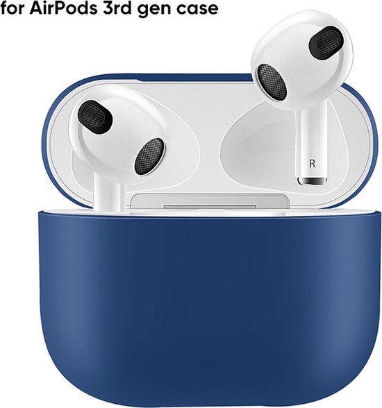 Heble® Hoesje geschikt voor Apple AirPods 3 - Softcase - Donker Blauw