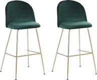 Beliani ARCOLA - Tabouret de bar - Vert - Velours - Ensemble de 2 - Design