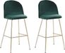 Beliani ARCOLA - Tabouret de bar - Vert - Velours - Ensemble de 2 - Design