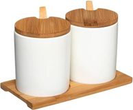 Secret de Gourmet Kruidenpotjes met lepel - Bamboe deksel en onderstel - Hout;Wit