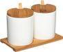 Secret de Gourmet Kruidenpotjes met lepel - Bamboe deksel en onderstel - Hout;Wit