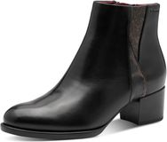 Tamaris - Dames - Enkellaarzen - Zwart - Leer/Textiel/Synthetisch - Blokhak - 5-7 cm - Maat 38