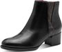 Tamaris - Dames - Enkellaarzen - Zwart - Leer/Textiel/Synthetisch - Blokhak - 5-7 cm - Maat 38