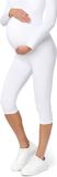 Be Mammy Dames Capri Zwangerschapsleggings - 3/4 Lengte - Katoen - Elasthan - Yogabroek - Wit - 3XL