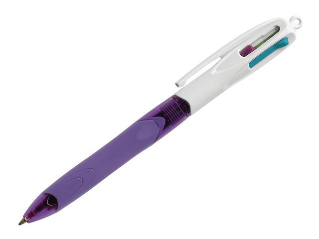 BiC Fashion 4 Kleuren Grip Balpen - Medium Punt - 1 mm - Limoen/Roze/Paars/Turquoise