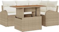 vidaXL Tuinbank Beige Polyrotan
