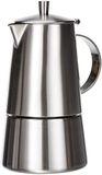 Cilio Modena Espressomachine, roestvrij staal, geschikt voor alle warmtebronnen, diameter 8,5 cm, vaatwasmachinebestendig, mokka kan, espressomachine, 4 kopjes, camping koffiekoker