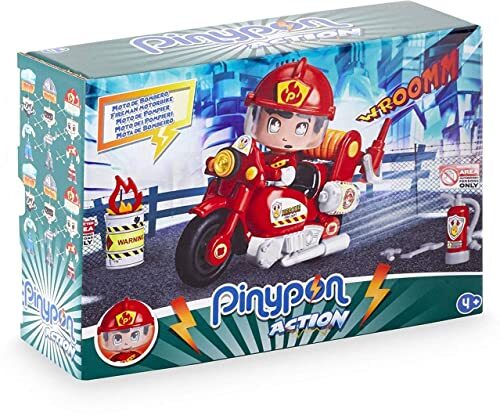 Pinypon Action - Brandweerman motorfiets met 1 figuren, voor jongens en meisjes van 4 tot 8 jaar (Famosa 700014783), gesorteerd.