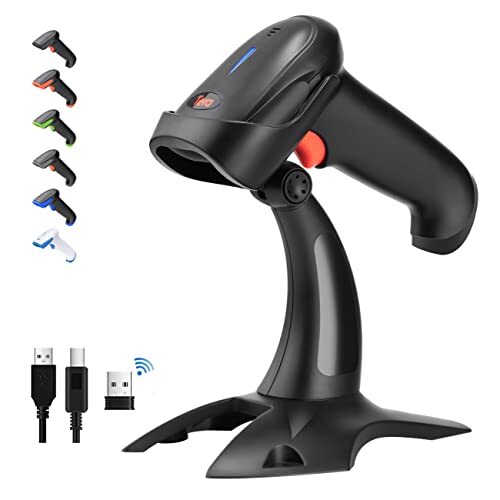 Tera Pro 2D Draadloze Streepjescodescanner, Bluetooth QR Codelezer met Stand, 2200mAh Snel en Nauwkeurig Scannen, HW0002