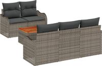 vidaXL Tuinbank Set 6-delig Polyrotan Grijs