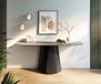 Livos Console Bord forme bateau 180x40 cm Céramique Gris béton Métal Noir