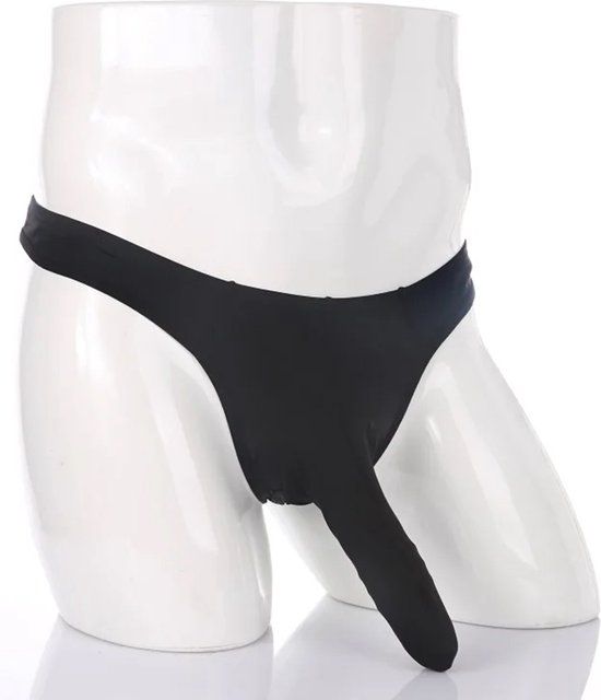 Zwarte Porno String voor Heren - XL/XXL - Polyester