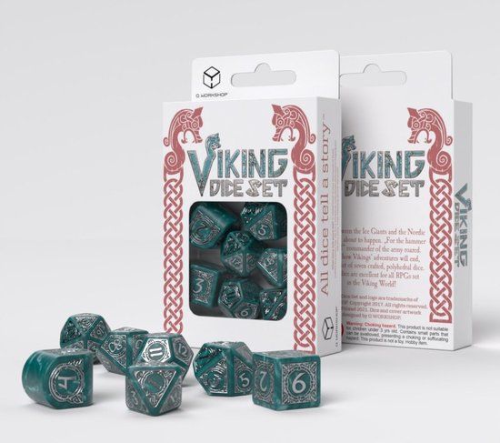 Q-Workshop Viking Moderne Dobbelstenen Set - Mjolnir (7) - Blauw