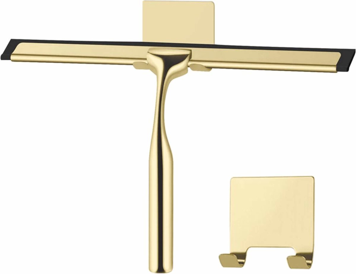 REA Badkamer Wisser/Douche Trekker met Houder - 25 cm - Glans Goud