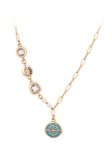 Gaya Necklace Rose Gold Turquoise Kristal Blauw Transparant