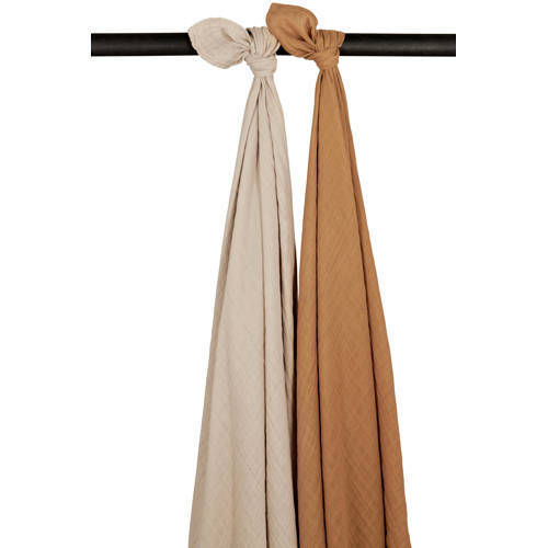 Meyco Meyco hydrofiele swaddle - set van 2 Uni - Sand/Toffee - 120x120cm