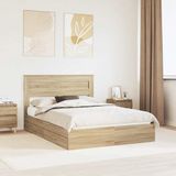 vidaXL Opbergbed met lade Sonoma Eik 160 x 200 cm Bewerkt hout