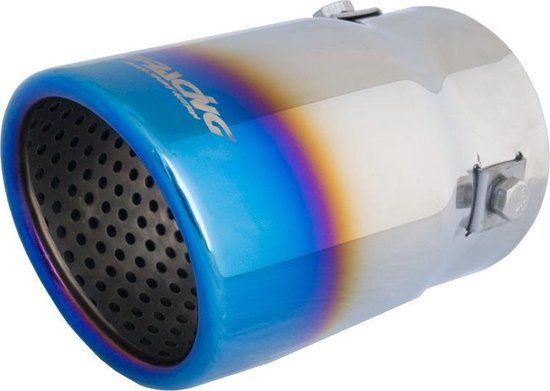 Simoni Racing Uitlaatsierstuk Rond/Schuin RVS/Titanium - Ø75xL125mm - Montage 43>63mm