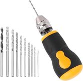 Wan GmbH Perceuse manuelle - Mini perceuse - Forets de précision - Poignée antidérapante courte - Forets de 0,8 à 3,0 mm - Gris