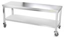 GOLDINOX Plan de travail en acier inoxydable, piètement 2000 x 500 mm, sur roulettes, PREMIUM