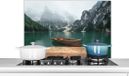 KitchenYeah Spatscherm keuken 90x60 cm - Kookplaat achterwand Mist - Sneeuw - Berg - Boot - Muurbeschermer - Spatwand fornuis - Hoogwaardig aluminium