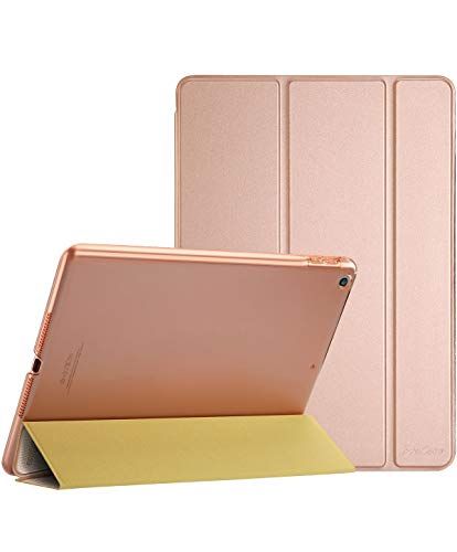 Procase iPad 9.7 2018 iPad 6 Gen /2017 iPad 5 Gen Beschermhoes Case Cover, Drievoudig Ultradun Licht Klaphoes met Doorzichtige Achterkant Smart Cover voor iPad 9,7 inch - Rose Gold