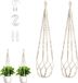 Sans marque 35 pouces Macramé suspension pour plante avec perles en bois pour intérieur et extérieur - Blanc 2-pack